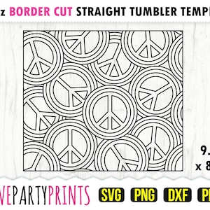 Peace Burst Tumbler SVG, DXF, PNG, Pdf, 20 oz Skinny Tumbler Template, Tumbler Wrap File, 20oz Straight Wall, Template Cut File, 1134