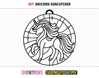 Unicorn SVG Suncatcher, Dxf, Png, Pdf, Eps, Window Ornament Sun Catcher, Laser Cutter Silhouette Vector Clip Art, Cutting Files, 1361