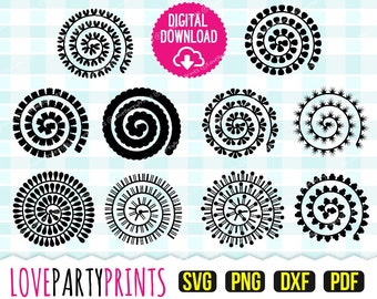 Rolled Flower Svg, DXF, PNG, PDF, Paper Flower Svg, Rolled Flower Cut File, 3d Flower Svg, Clipart, Cut Files, 553