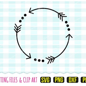 Flèche cadre rond Svg, DXF, PNG, PDF, monogramme Svg, Svg cadre rond, clipart vectoriel, fichiers de découpe, 185