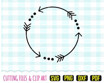 Arrow Round Frame Svg, DXF, PNG, PDF, Monogram Svg, Round Frame Svg, Vector Clip Art, Cutting Files, 185