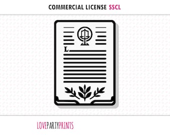 May include: Black and white illustration of a commercial license document. The document has a decorative border, a stylized emblem, and the text "COMMERCIAL LICENSE SSCL". The bottom of the image has the text "LOVEPARTYPRINTS".