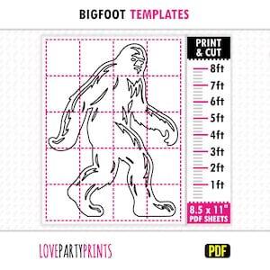 Bigfoot Walking Template PDF, Print and Cut Templates, Life Size Outdoor Lawn Silhouette, 1ft - 8ft, Instant Printable Download, BT103