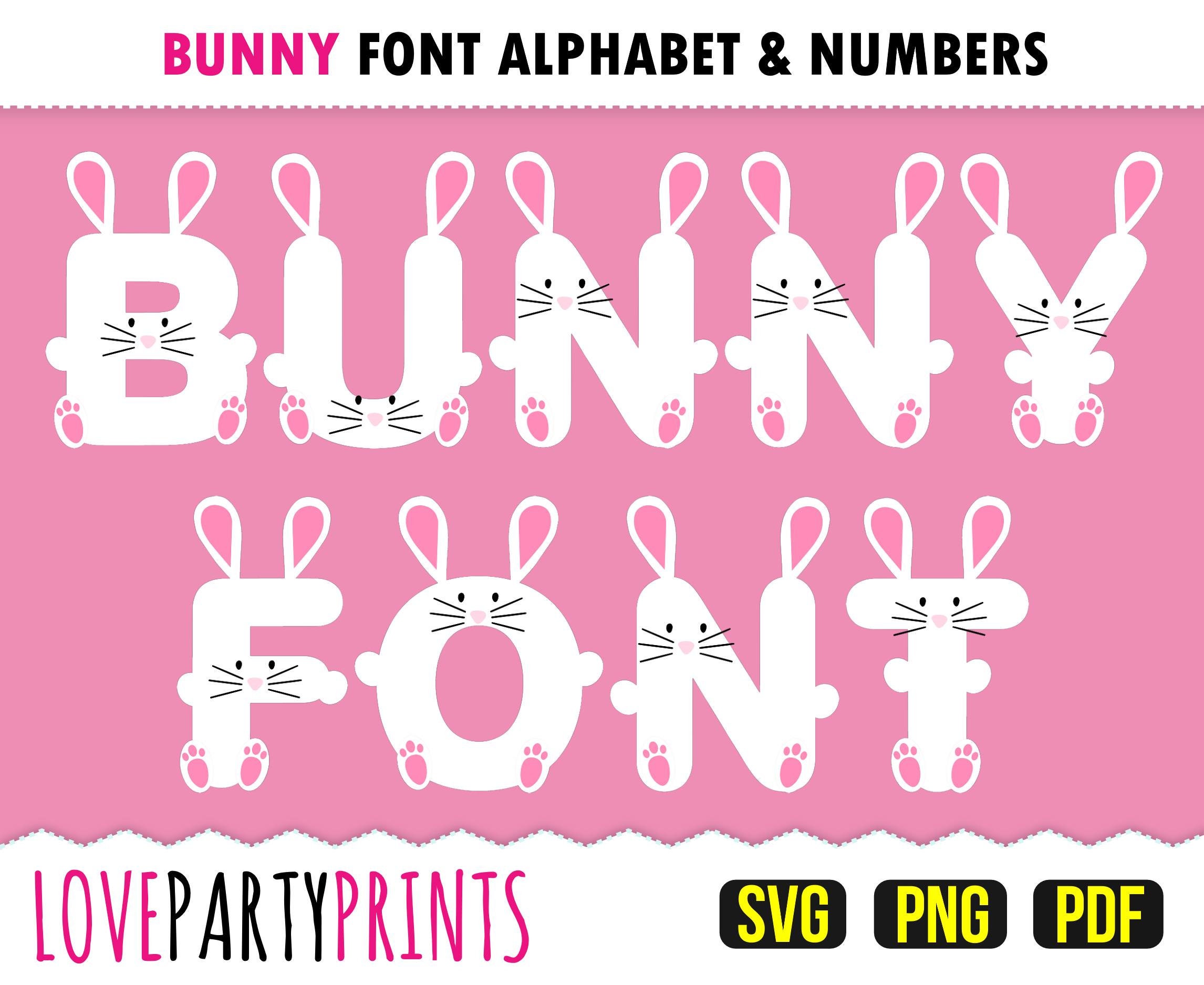BUNNY FONT SVG and Png, Bunny Letters Svg, Bunny Numbers Svg
