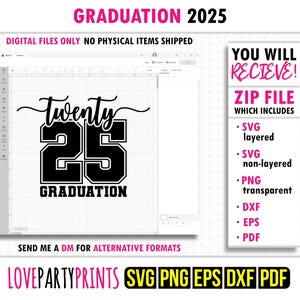 2025 Graduation Svg, Dxf, Png, Pdf, Eps, Class of 25 Graduate Senior ...