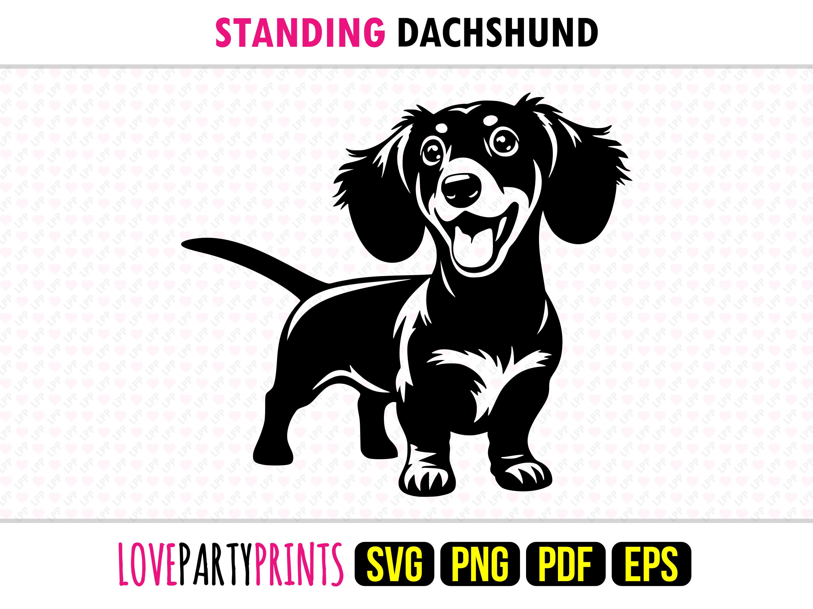 Standing Dachshund SVG, PNG, EPS, Pdf, Dog Silhouette, Machine Cut Laser Vector Graphic Print Dye Sub Template, Instant Download, 1756