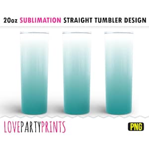 Teal Ombre Tumbler Wrap, 20 oz Seamless Teal to White Sublimation Wrap, PNG Sublimation Wrap, Gradient Wrap PNG, Skinny Tumbler Wrap, sub1