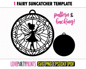 Fairy Suncatcher SVG, Dxf, Png, Pdf, Eps, Feeën Gebrandschilderd glas Sun Catcher, Laser Cutter Silhouet Vector Clip Art, Snijbestanden, 1303