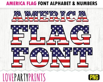 AMERICAN FLAG Alphabet and Numbers PNG, Usa Alphabet Png, Usa Numbers Png, Usa Font Png, Printable Clipart Font, Patriotic Font Png, anb6