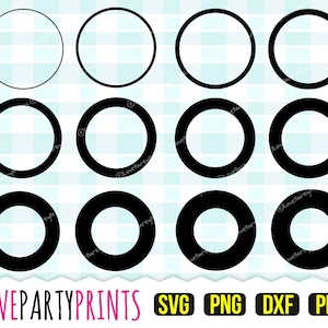 May include: Set of 12 black circle SVG cut files. The circles are various sizes and are perfect for crafting projects.