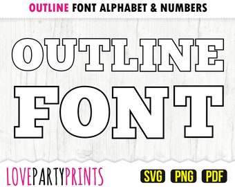 OUTLINE LETTERS and Numbers SVG, Png and Pdf files, 300dpi High Quality, Silhouette Vector, Create your own banner (anb20)