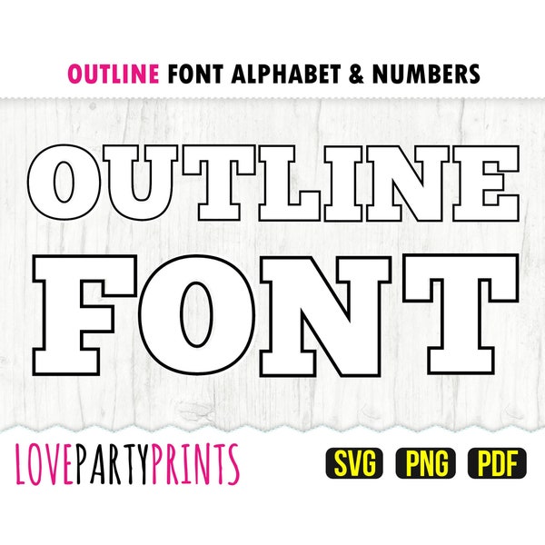 OUTLINE LETTERS and Numbers SVG, Png and Pdf files, 300dpi High Quality, Silhouette Vector, Create your own banner (anb20)