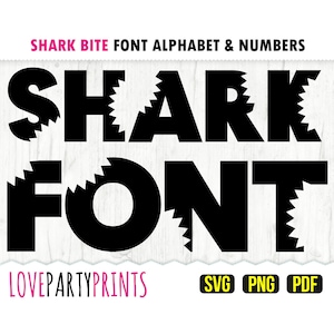SHARK FONT Archivos SVG, Png y Pdf, 300 ppp de alta calidad, Vector de silueta, Crea tu propio banner (SVG936)