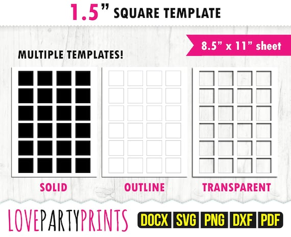 1.5inch Square Template SVG PDF Png Dxf Blank Square - Etsy