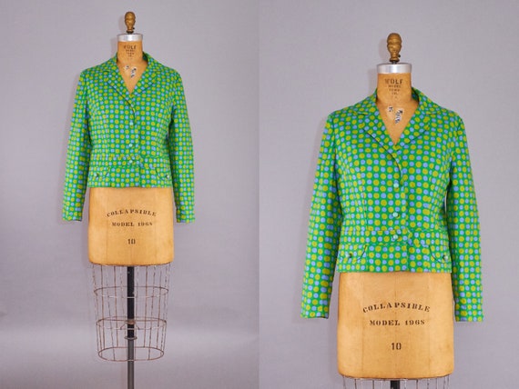 50s Blazer Vintage 1950s Green Cotton Jacket with