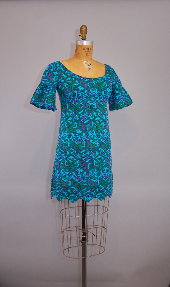 Vintage 60s Novelty Bird Print Mod Mini 