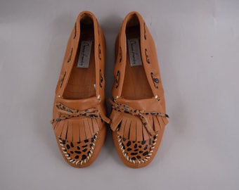 Mocasines con estampado de leopardo de los años 80 de Chinese Laundry, talla 8, ¡sin usar!