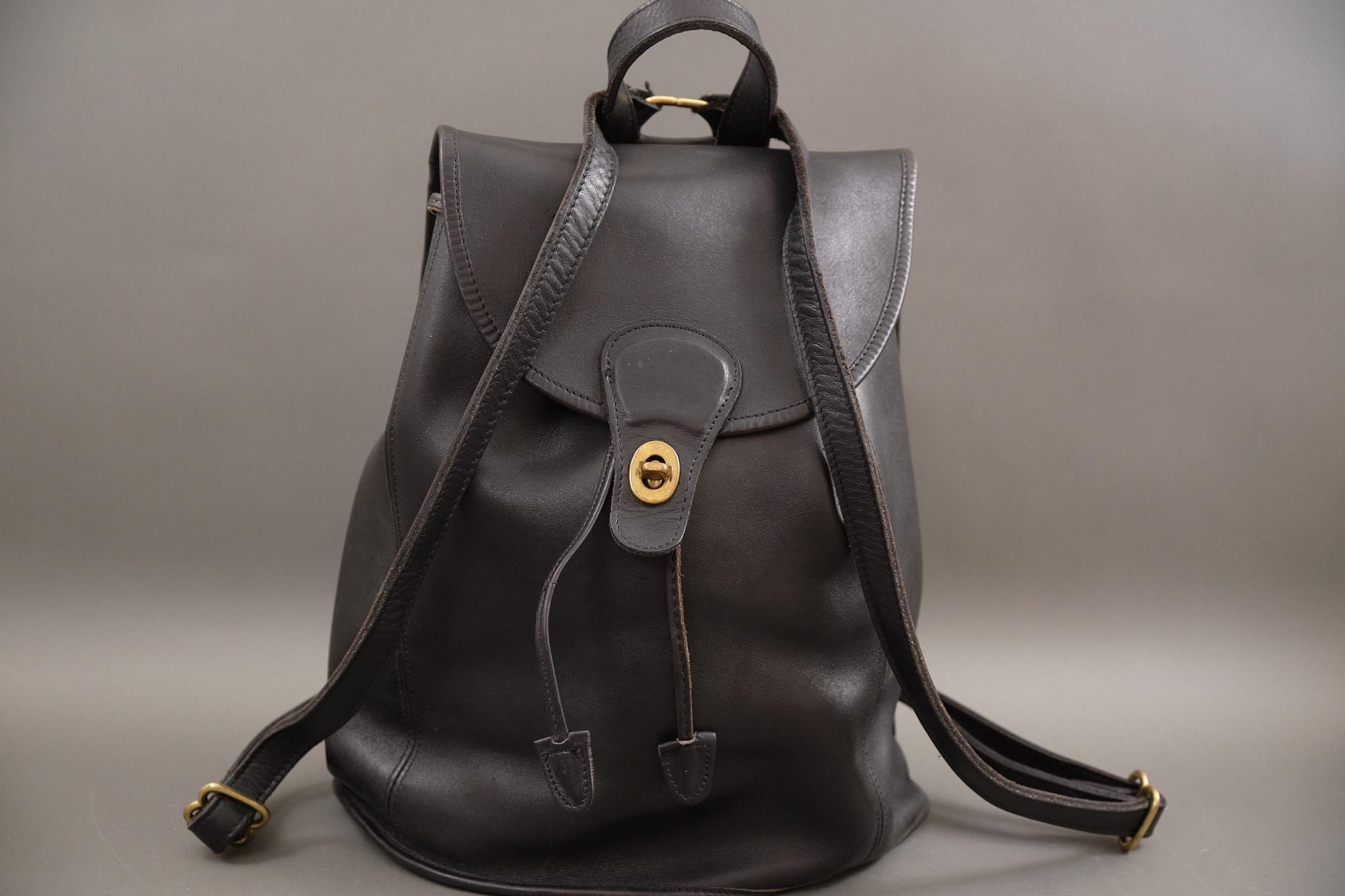 Vtg Coach 4220 Black Leather Drawstring Backpack Made in USA 90s Brass *Repairs* Vintage Coach Legacy Black Leather Drawstring | Mercari main image 2