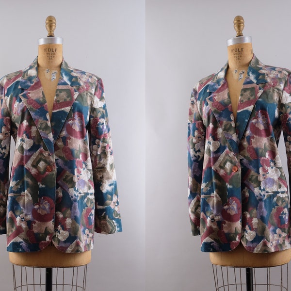 80s Oversized Blazer Spring Floral Jacket Toni Garment for CC Magic