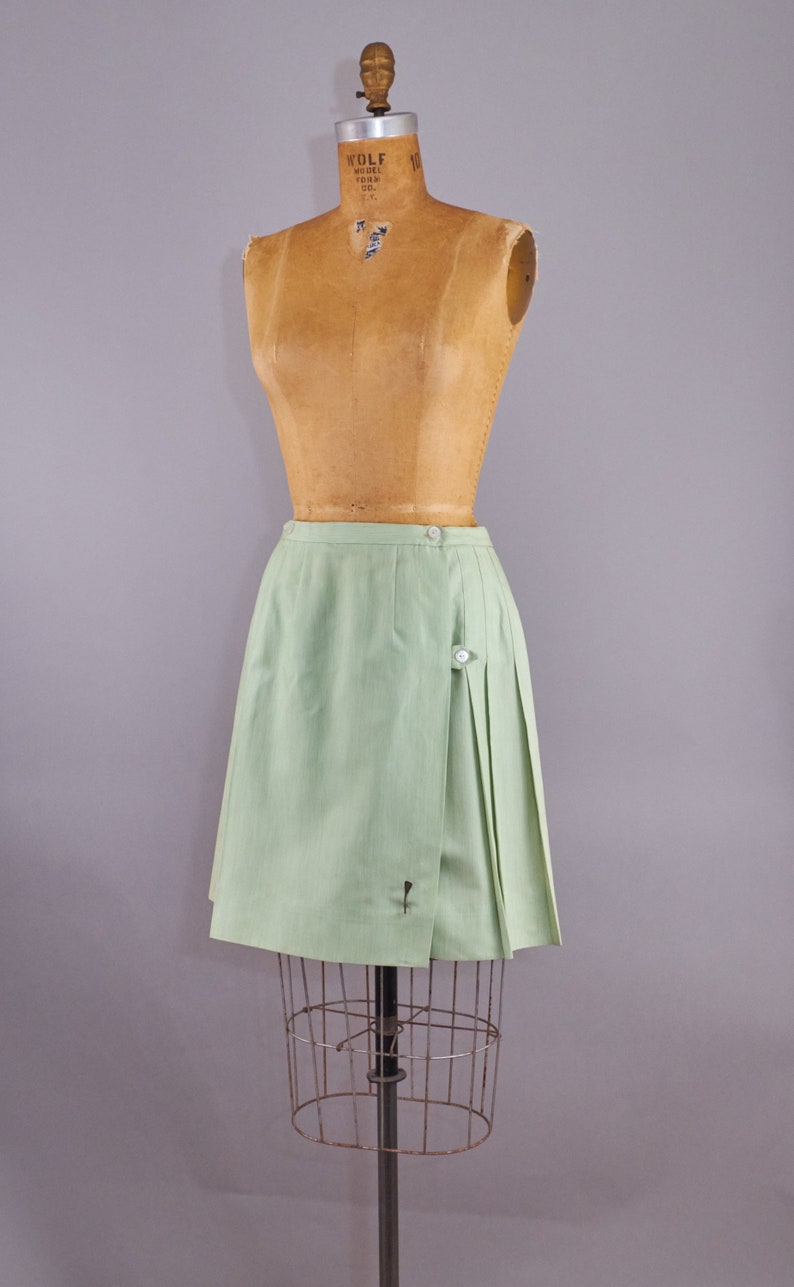 60s Green Pleated Gym Skirt | Etsy