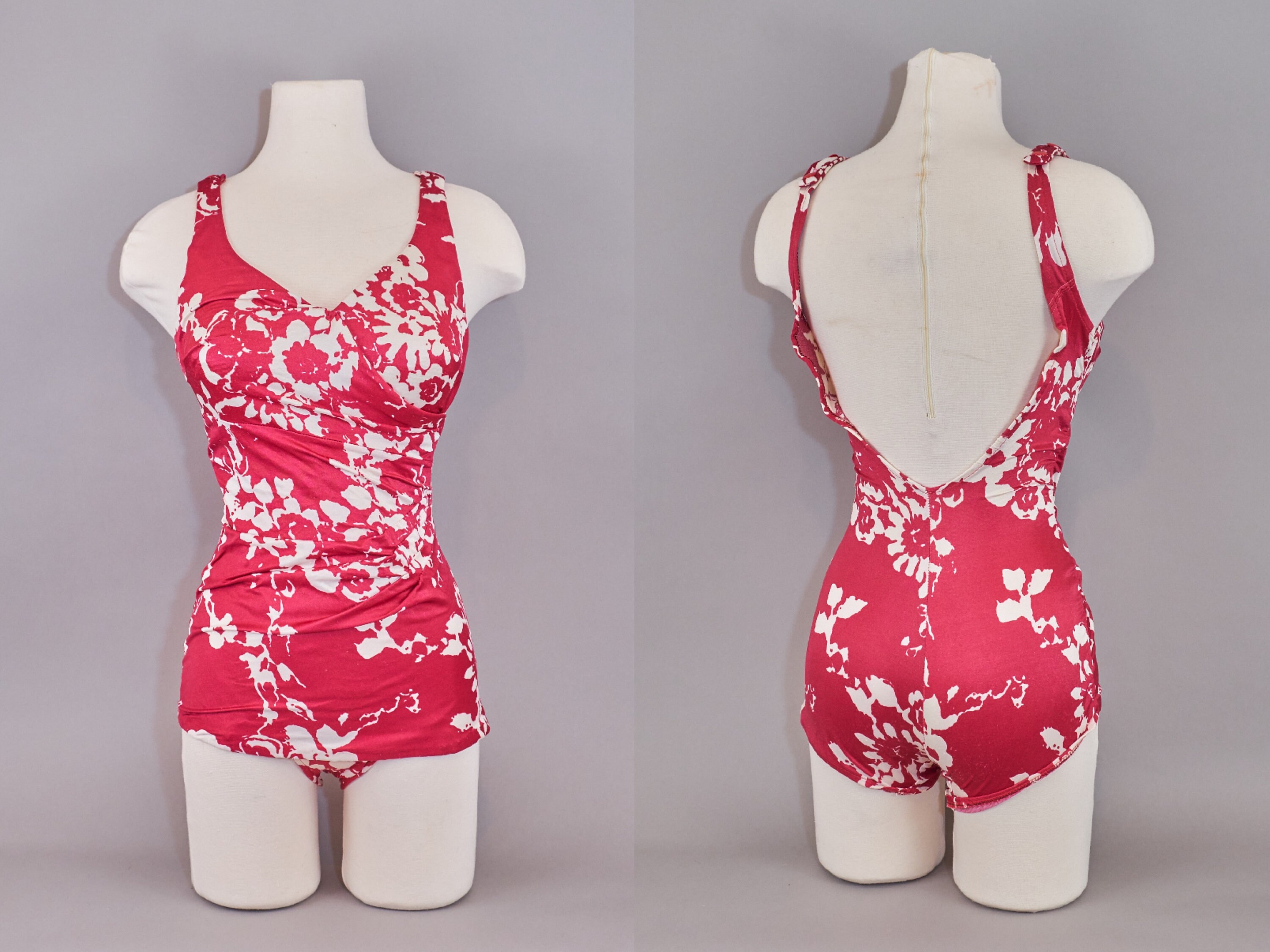 60s One Piece Ruched Bathing Suit Red Floral Swimsuit Etsy 60s One Piece Ruched Bathing Suit Red Floral Swimsuit Etsy