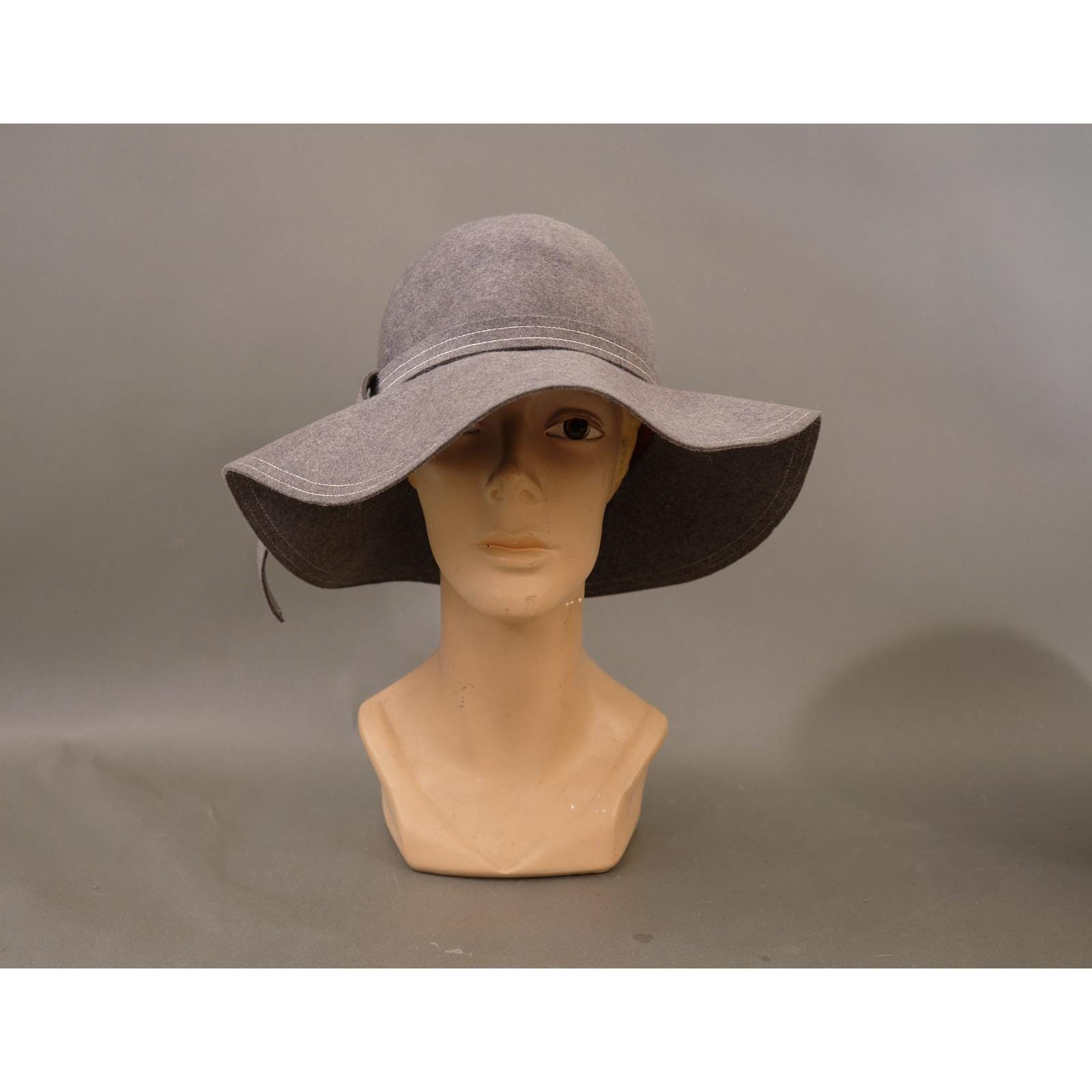 Vtg 60s Adolfo Mid Century Modern Birdcage Lace Circle Wool Felt Hat Womens 23\