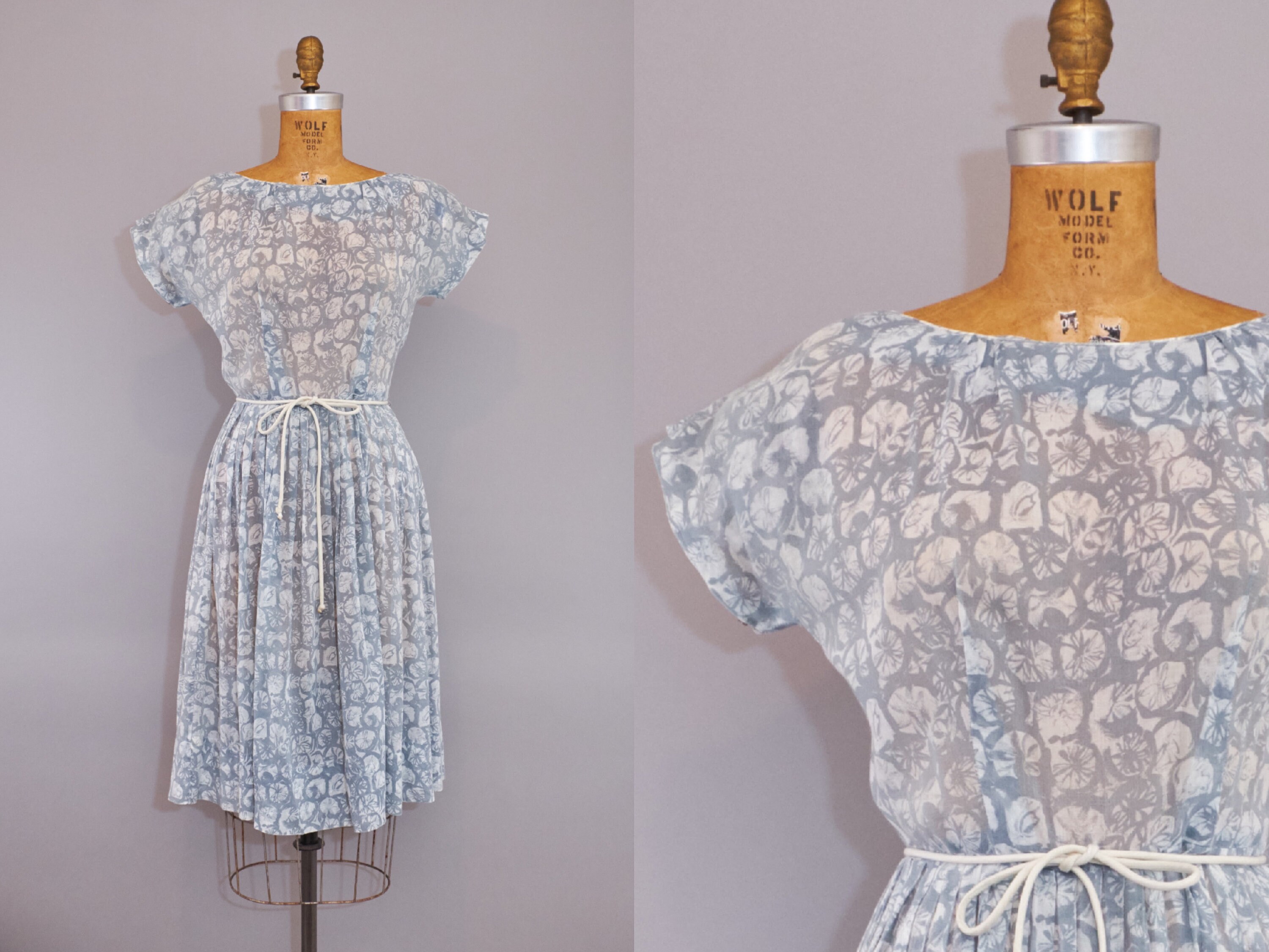 Vintage 1950s semi sheer floral day dress Med to Large | Etsy Vintage 1950s semi sheer floral day dress Med to Large | Etsy