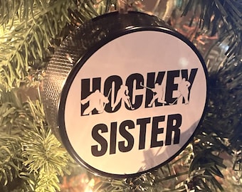 Hockey Sister Puck Ornament