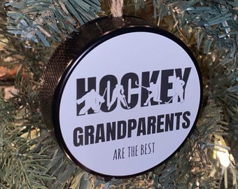 Hockey Grandparents Puck Ornament
