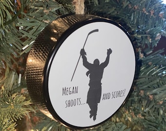 Custom Hockey Girl Puck Ornament