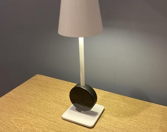 Hockey Puck Lamp with Custom Photo: Player, Team, Girl, Cordless, Rechargeable, Black, White, Brass Gold