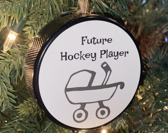 Hockey Baby Puck Ornament - Future Hockey Player
