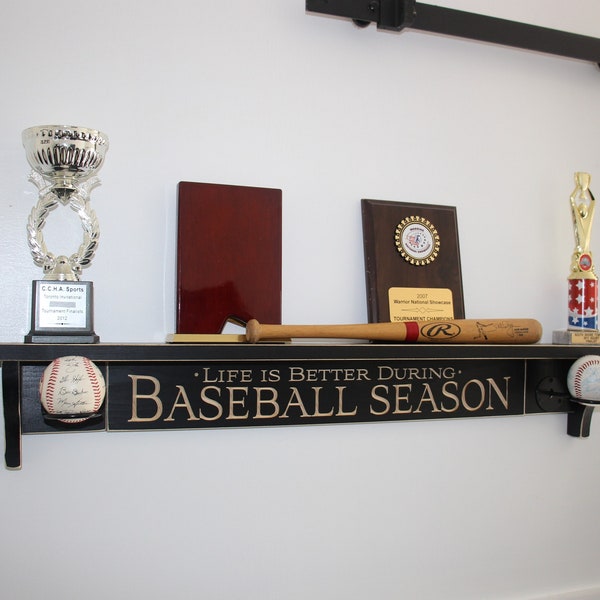 Baseball Display Shelf,Case,Rack,Holder,Baseball Coach,Player,Baseball Trophy Shelf,Baseball Wall Decor,Baseball Birthday,Baseball Mancave