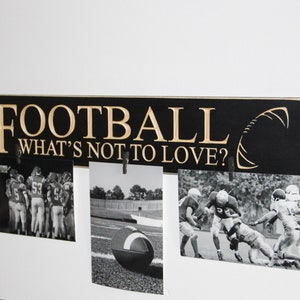 Football Photo Display: Coach Gift, Team Decor, Black Distressed Wood