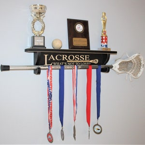 Lacrosse Shelf, Cool Lacrosse Wall Decor, Fun Gift for Lacrosse Player, Lacrosse Trophy Shelf, Lacrosse Stick Room Decor, Lacrosse Bedroom