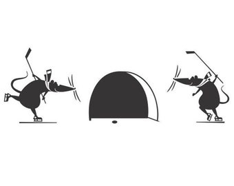 Mice Playing Hockey  -  Decal