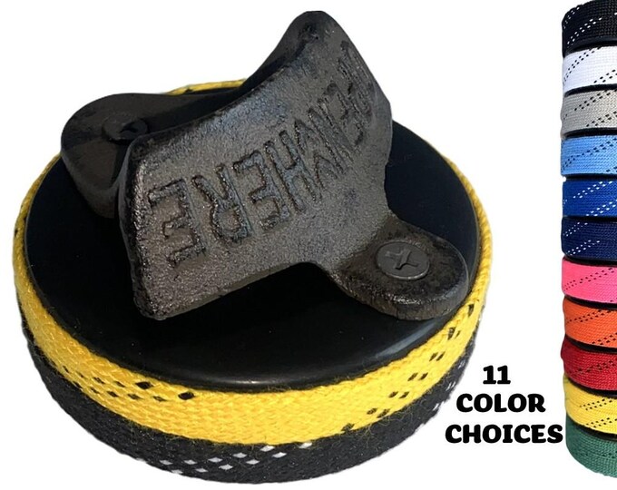 Hockey Puck Bottle Opener: Hockey Laces, Gift for Hockey Fan, Coach, Dad