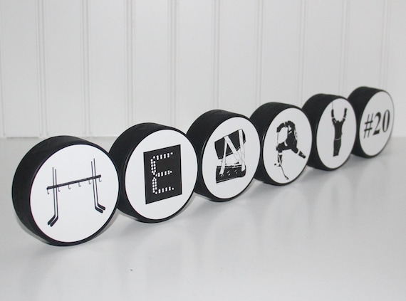 Personalized Hockey Name Puck Decor: Hockey Player Gift