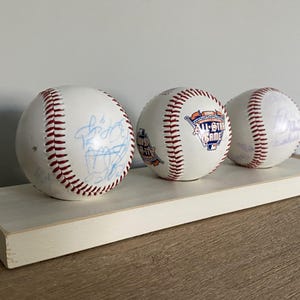 Baseball Display Rack: Mancave Decor, Baseball Gift 3 BBalls - Wht