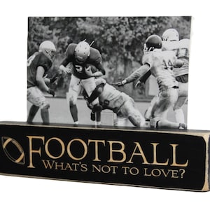 Distressed Wood Football Photo Frame: Gift for Player or Coach