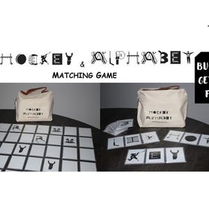 Juego de emparejamiento de hockey, juego de alfabeto de hockey, juego de memoria de hockey, regalo de hockey, regalo de jugador de hockey, letras de hockey, ortografía, palabras, mamá y papá de hockey
