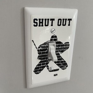 Hockey Goalie Light Switch Cover Decal, Goalie Birthday Gift, Goalie Wall Switchplate Cover, Hockey Goalie Mom, Goalie Bedroom Decor, Fun