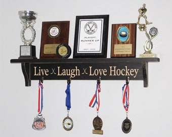 Live Laugh Love Hockey -  Shelf w/ Hooks