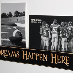 Football Photo Display: Distressed Wood Picture Sign