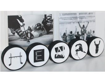Hockey Name Puck Photo Display