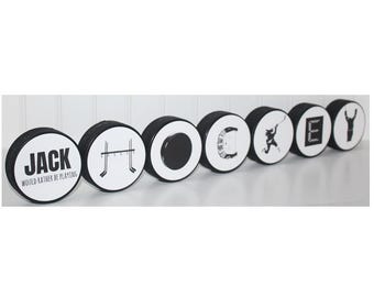 "NAME - would rather be playing HOCKEY" Pucks Sign