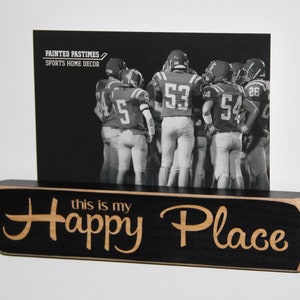 Distressed Wood Football Photo Frame - Coach Gift - &quot;This is my HAPPY PLACE&quot;