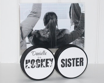 Hockey Sister Puck Photo Display
