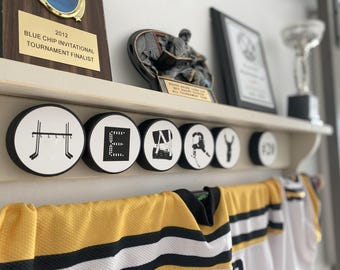 Custom Hockey Name Puck Display Shelf