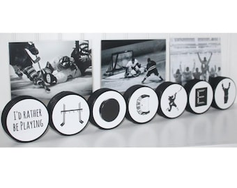 "I'd rather be playing HOCKEY" Pucks - Photo Display